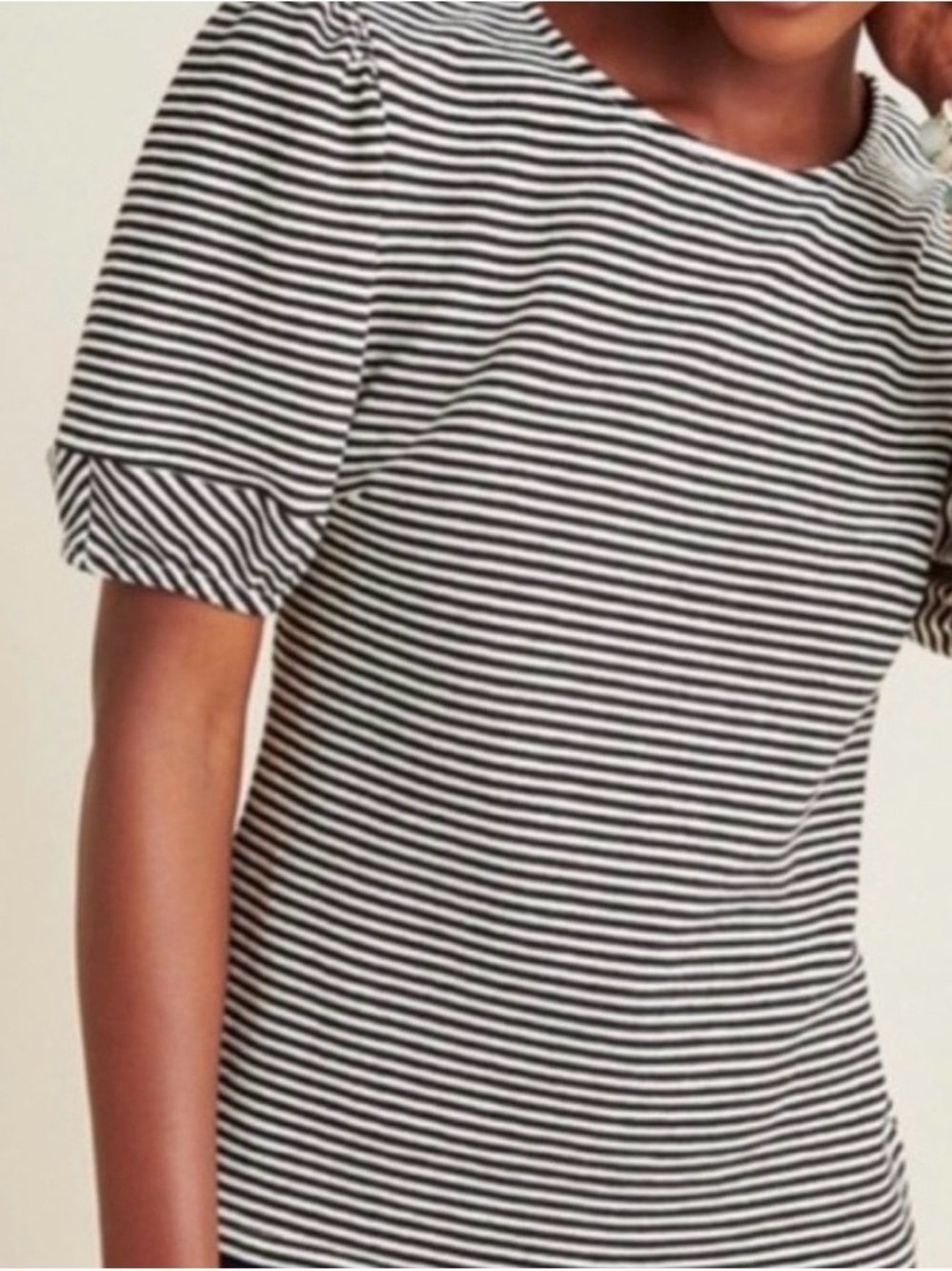 Dolan Left Coast Black & White Striped Puff Sleeve Tee Anthropologie Size S